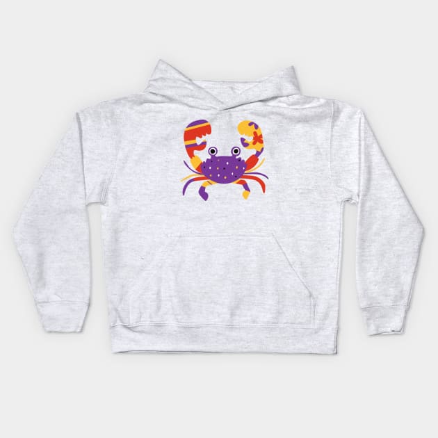 Cute Cartoon Crab Kids Hoodie by FunnyMoonCosmic